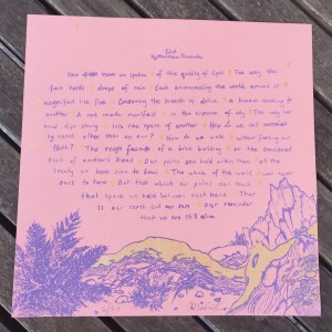 Limited edition “Glint” broadside